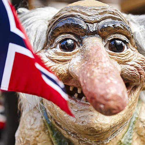 Troll Gesicht mit Norwegenflagge