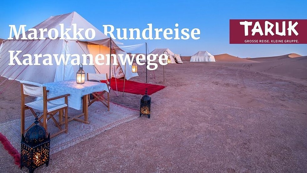 Zelte des Wüstencamps Le Sand in der Wüste Marokkos