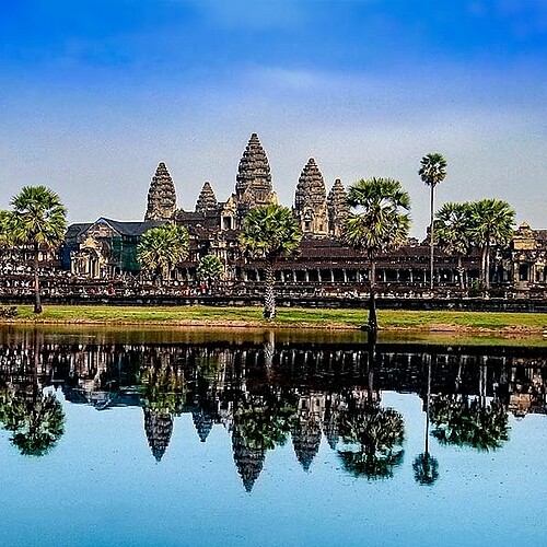 Angkor Wat Tempel mit Spiegelung bei Siem Reap in Kambodscha