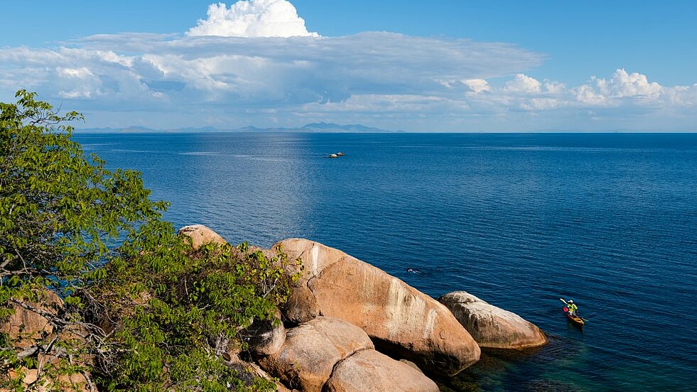 Sicht auf den Malawi See von Mumbo Island aus
