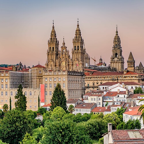 Die Kathedrale von Santiago de Compostela in Nordspanien