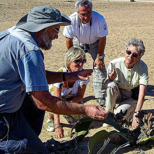 Namibia Reise Gruppe mit Reiseleiter Welwitschia