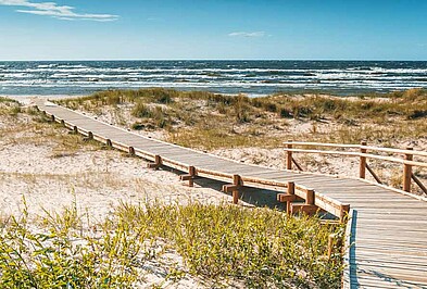 Holzsteg an der Ostseeküste im Baltikum
