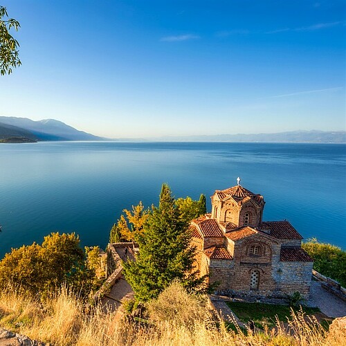 Gebäude in Ohrid am See in Albanien.