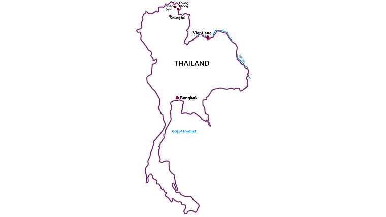 Übersicht von Thailand auf einer Karte