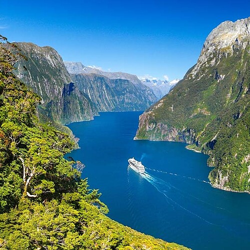 Milford Sound Fjordland Bootsfahrt Neuseeland.