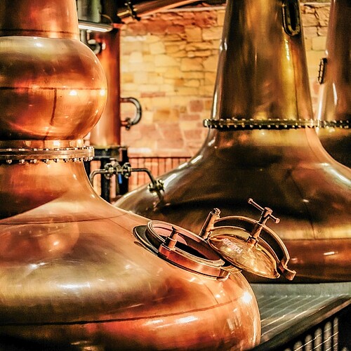 Boarders Distillery Kupfer Behälter Schottland.