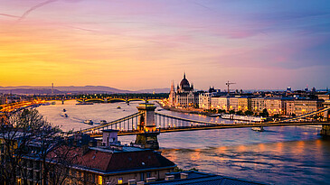 Donau Quartett Budapest Donau Sonnenuntergang Ungarn
