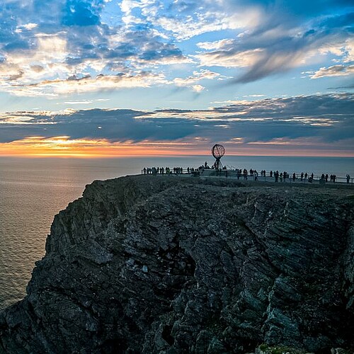 Sonne Mitternacht Nordkap Norwegen.