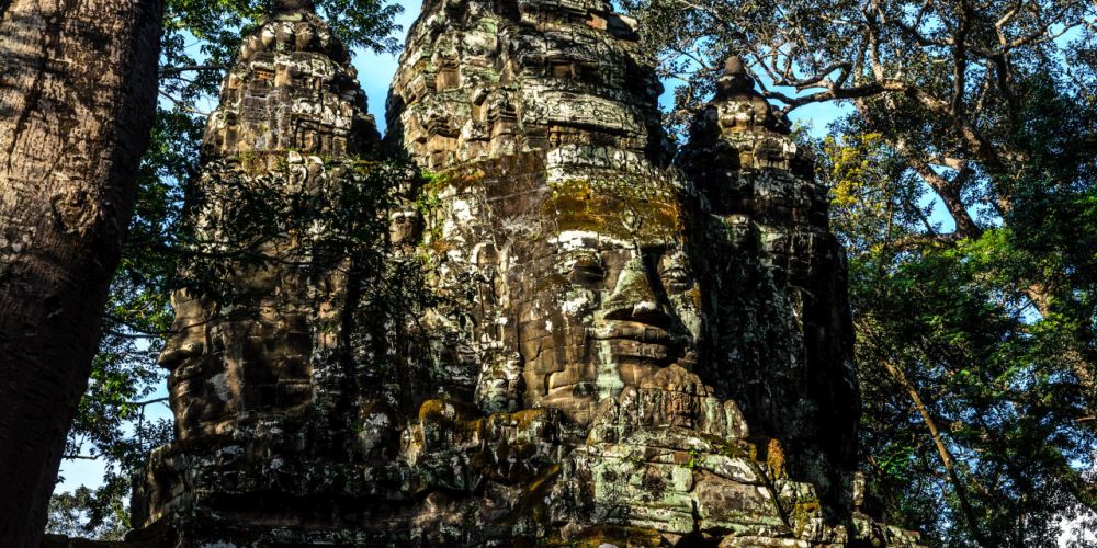 Gesicht im Tempel von Angkort Thom in Kambodscha