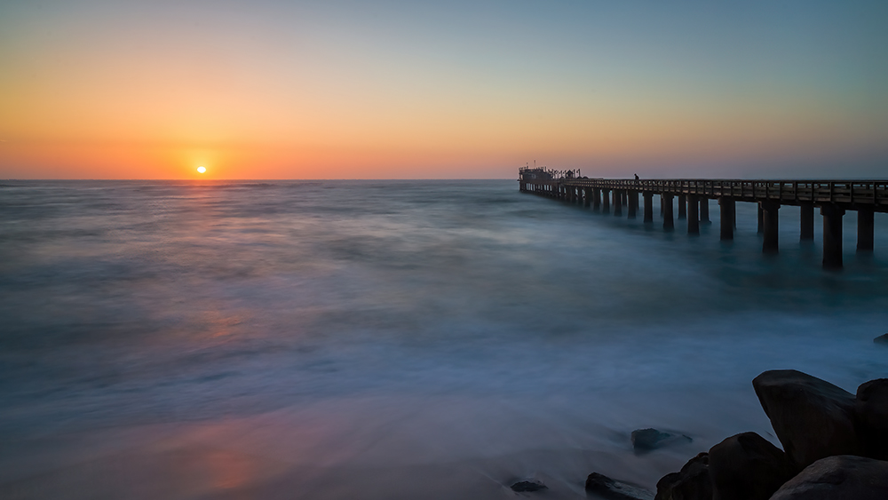 Sonnenuntergang in Swakopmund Namibia Langzeitbelichtung