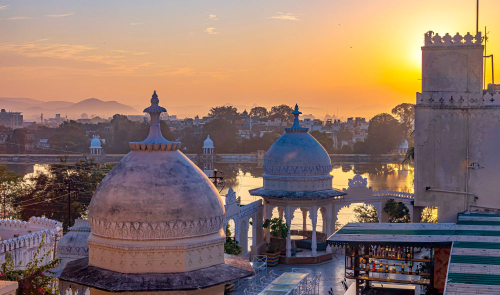 Ausblick vom Zimmer im Hotel Rohet Garh in Indien