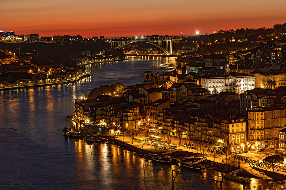Sonnenuntergang Porto Portugal Altstadt