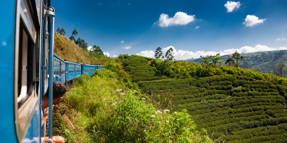Zugfahrt durch die Teeplantagen in Sri Lanka