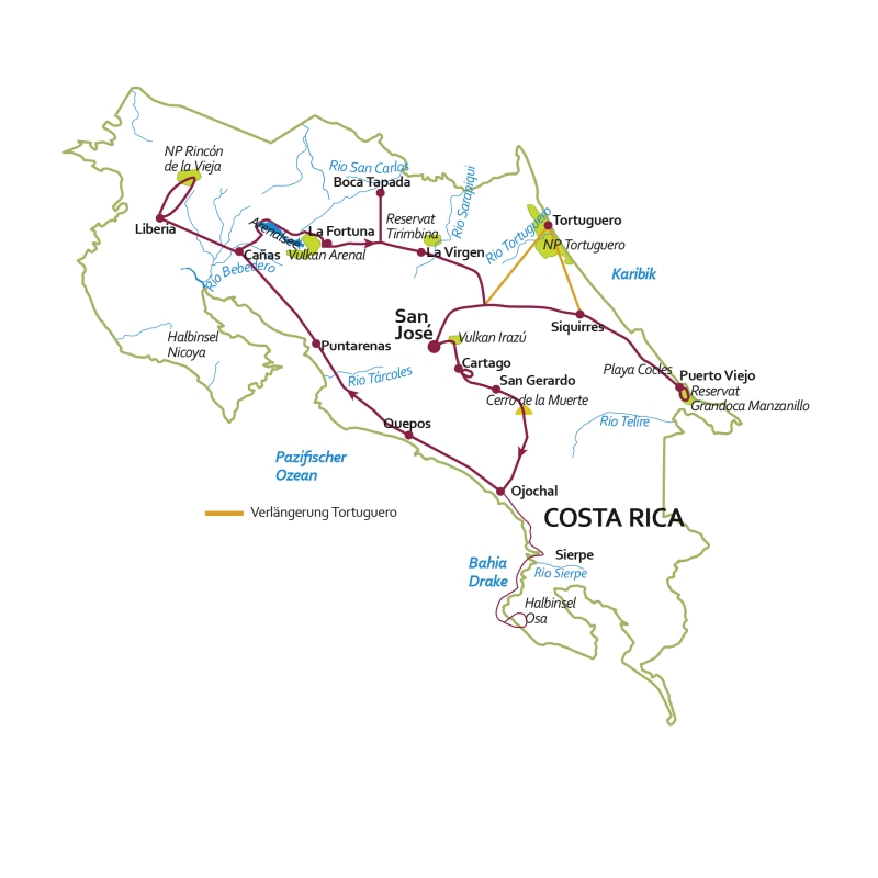 Karte Mit Costa Rica